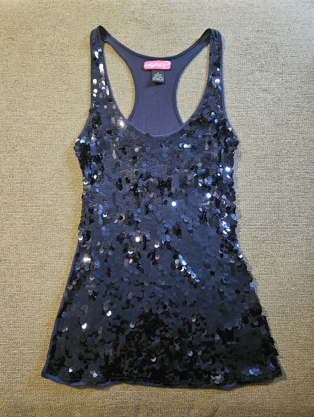 Say What? Navy Blue Sparkly Sequin Tank Top
